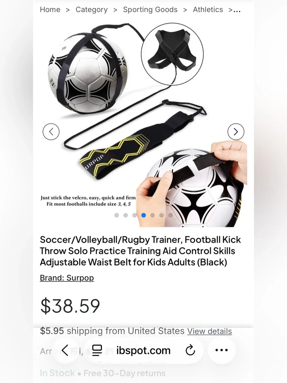 Kids Soccer Training Ball with Black Adjustable Waist Belt